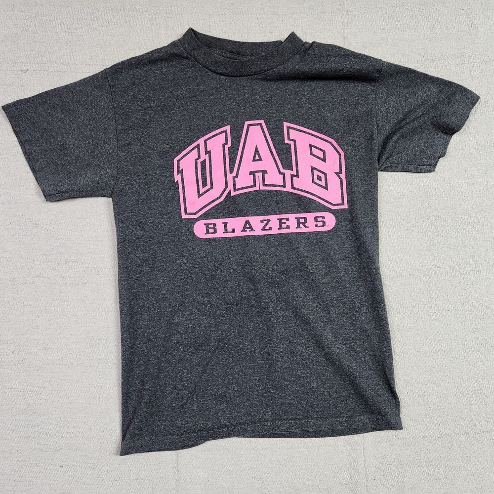 UAB Blazers Shirt Women Small Gray Pink Spell Out Casual Pullover Tee College
